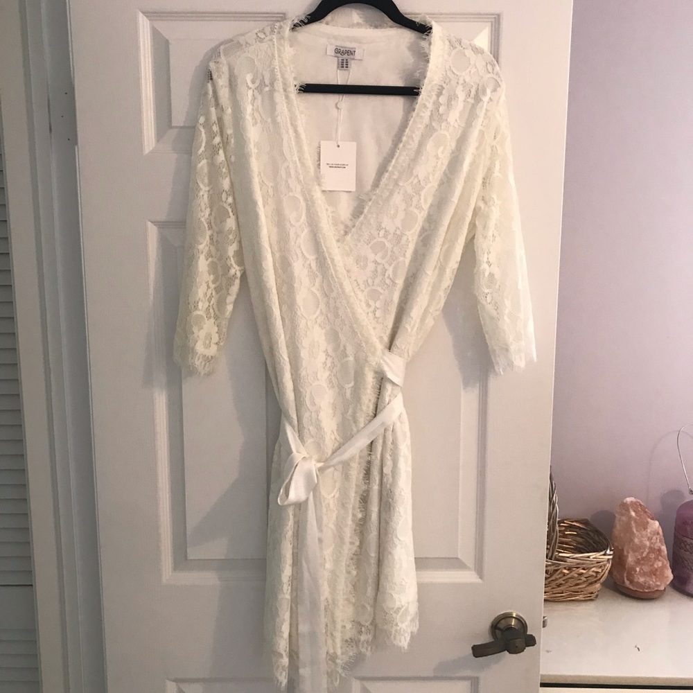 White lace wrap dress